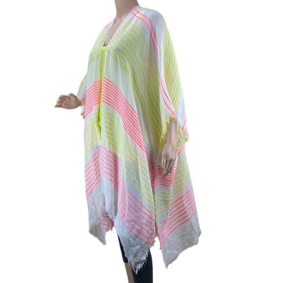 Francesca's Collection Multicolor Stripes Sheer Open Front Cover Up Cardigan OS - Picture 2 of 6